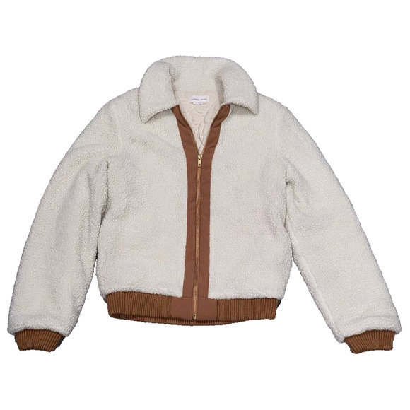 Lovers & Friends x Revolve Y2K Simone Faux Fur Sherpa Bomber Cream XS A004174 - Picture 2 of 8